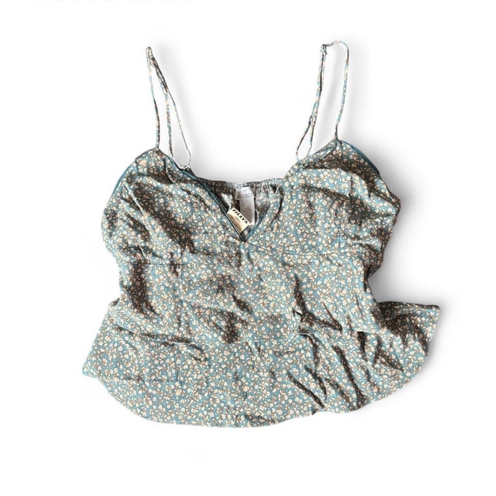 Tilly's West Of Melrose women's teal floral cottagecore Y2K fairy ruffle tank